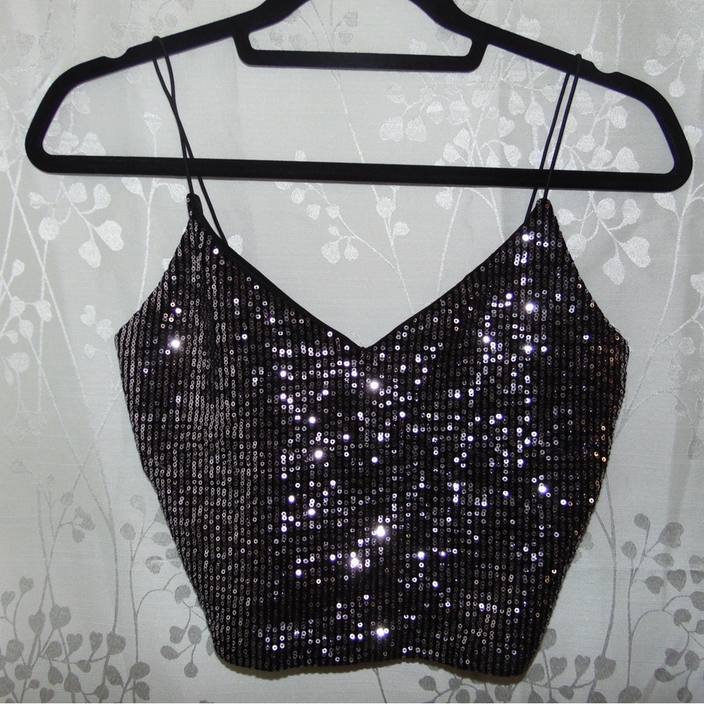 Sequin Black Cami Top